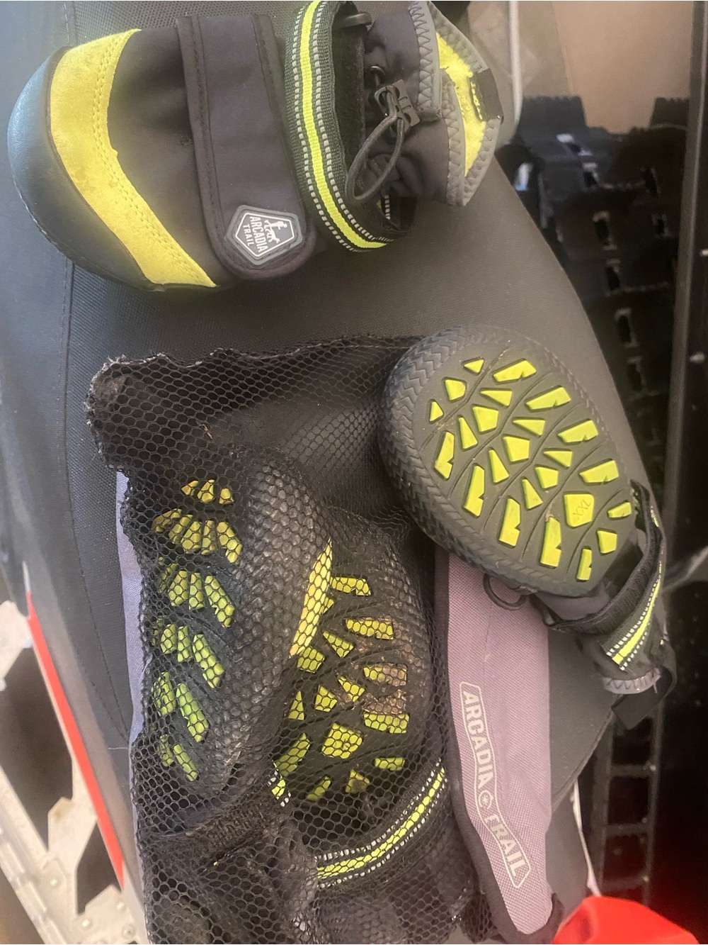Arcadia dog Shoes - Black and Neon Yellow